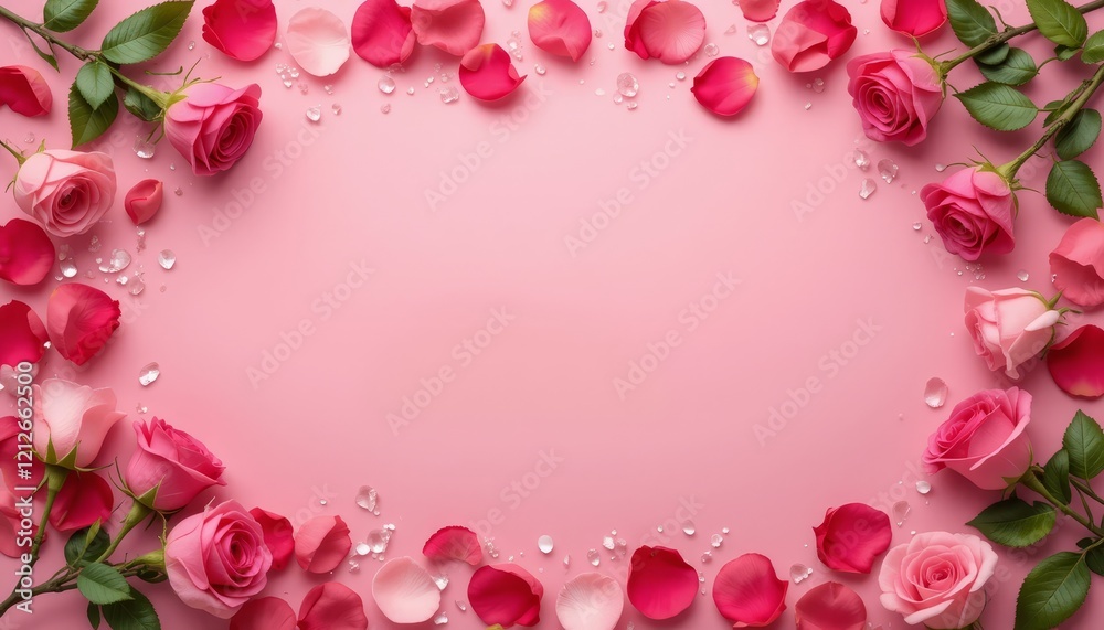 Pink Rose Petal Frame with a Soft Blurred Background