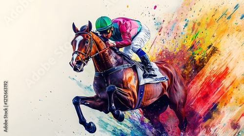 Dynamic Racehorse and Jockey in Art Deco