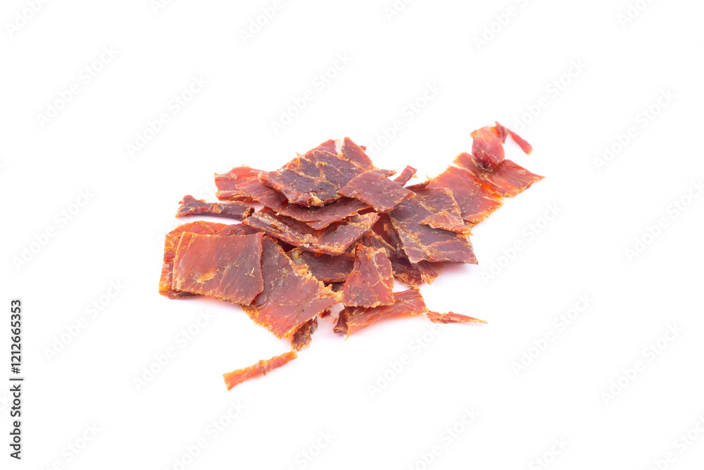 Fototapeta premium dried jerky brown color on a white background