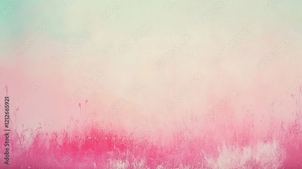 Pastel Pink Meadow Landscape With Silhouetted Grass Pastel Pink Meadow Landscape With Silhouetted Grass