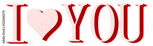 I love you, red 3d text isolated on the white
