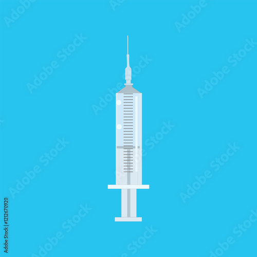 Syringe vaccine medical icon vector illustration. sterile plastic disposable syringe for vaccine injection