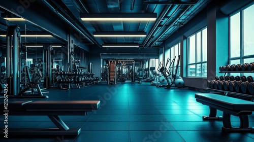 Modern Fitness Center Interior Design Showing Gym Equipment photo