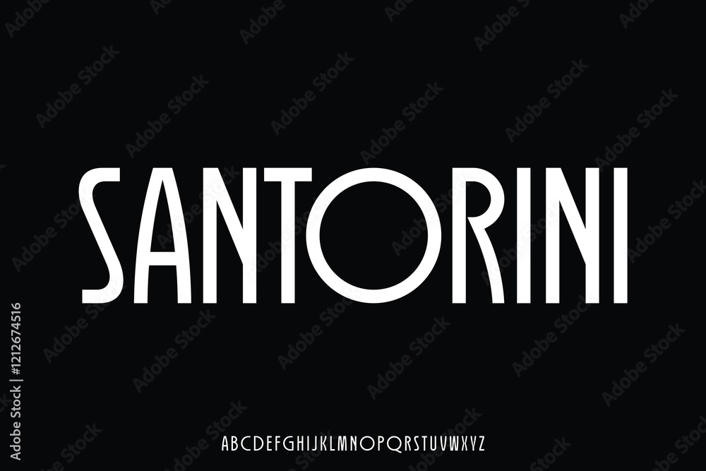 Creative unique modern art deco style alphabet display font vector illustration