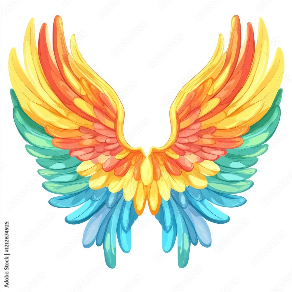 Obraz premium Wing of a Stylized Bird with Multiple Colors