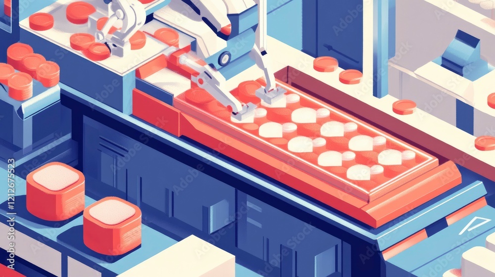 Automated Robotic Assembly Line Producing Cylindrical Products Automated Robotic Assembly Line Producing Cylindrical Products