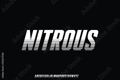 Modern bold slant sans serif alphabet display font vector with stripes speed style