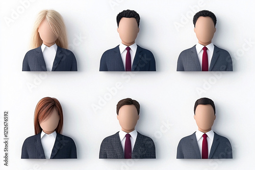 Six Faceless Business Professional Profile Icons