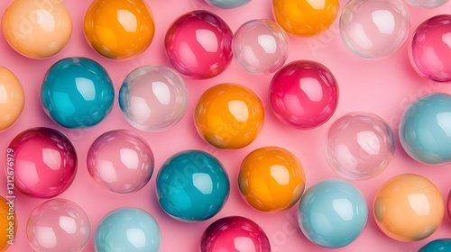 Overlapping Transparent Spheres in Vibrant Colorful Array,Modern Abstract Composition