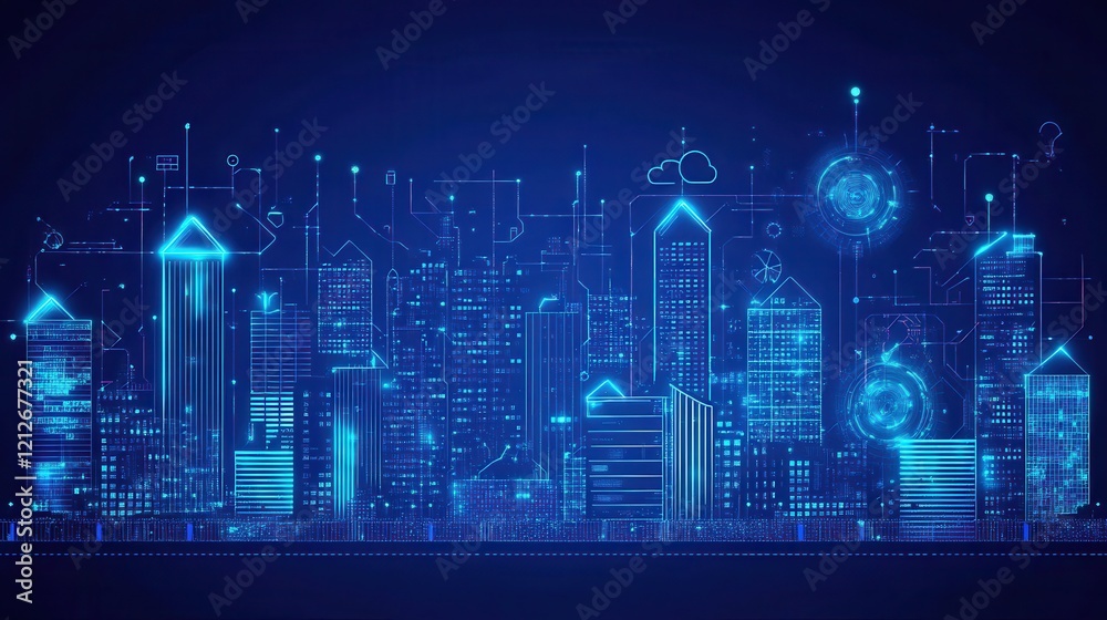 Fototapeta premium Futuristic Cityscape Digital Architectural Design