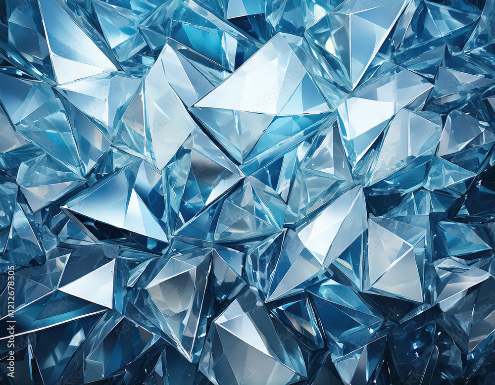 Enchanted crystal shards interlocking in icy blue silver and soft white abstract background texture luminous environment close-up viewpoint Enchanted crystal shards interlocking in icy blue silver and soft white abstract background texture luminous environment close-up viewpoint