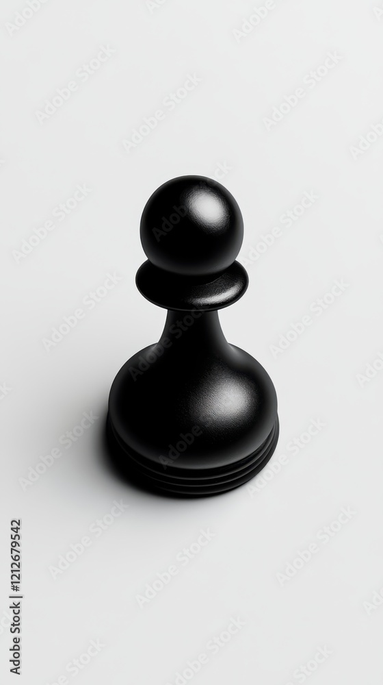A black pawn chess piece stands alone against a minimalist background, symbolizing strategy and competition.