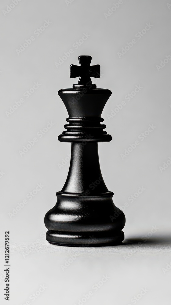 A sleek black chess king piece stands prominently against a subtle gray background, showcasing elegance and strategic importance in the game. A sleek black chess king piece stands prominently against a subtle gray background, showcasing elegance and strategic importance in the game.