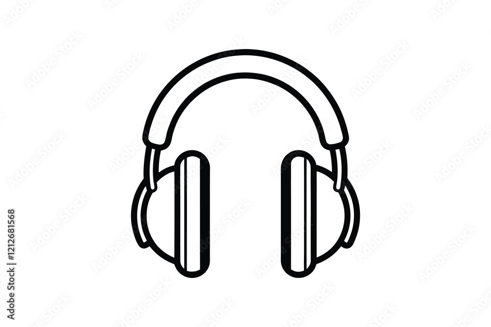 Headphones Silhouette, Headphones icon isolated on white background, audio device Headphones Silhouette, Headphones icon isolated on white background, audio device