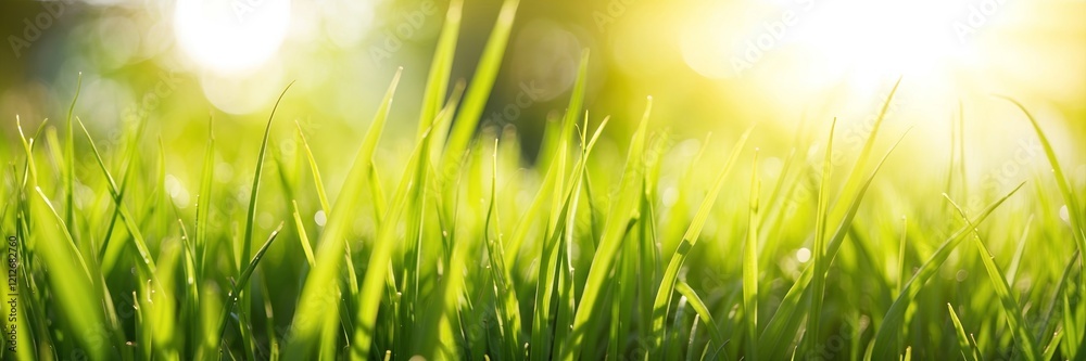Fototapeta premium Serene closeup of lush green grass blades