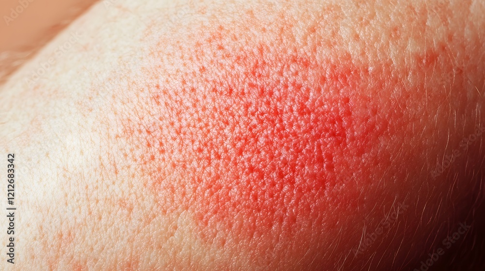 Fototapeta premium Closeup View of Shingles Rash Spreading Across Arm Skin with Nerve Inflammation