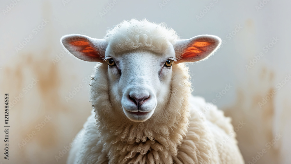 Fototapeta premium Adorable sheep on a white background. Farm animals