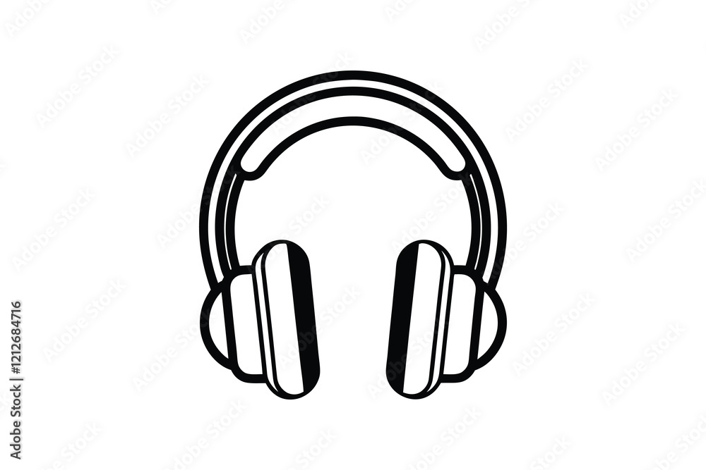 Headphones Silhouette, Headphones icon isolated on white background, audio device Headphones Silhouette, Headphones icon isolated on white background, audio device