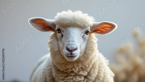 Adorable sheep on a white background. Farm animals photo