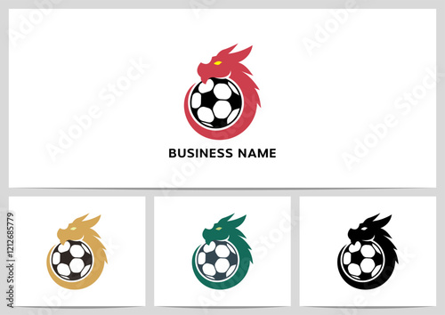 Dragon Encircle Ball Soccer Football Sport Team Mascot Logo Design