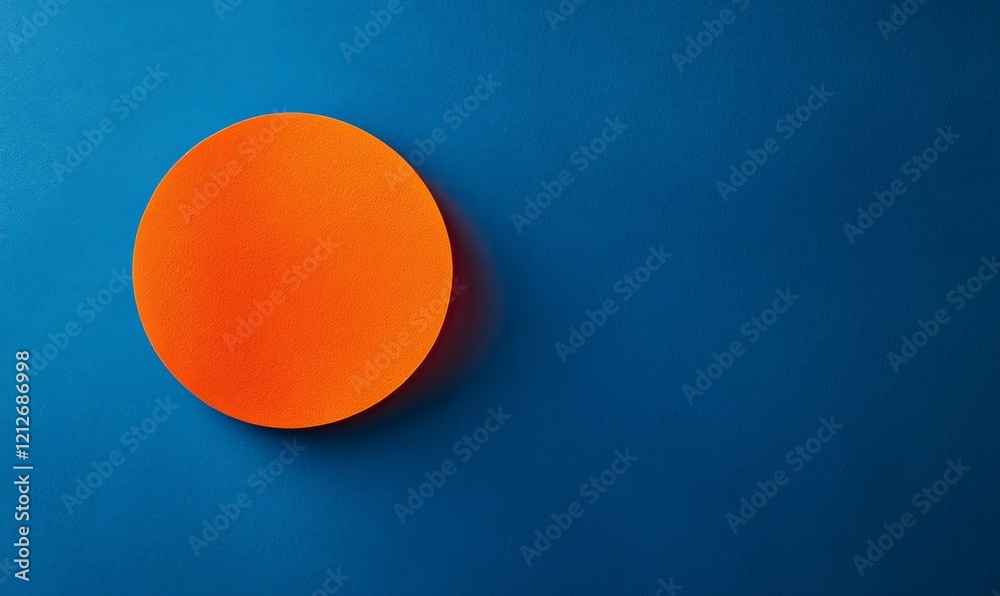 Close-up of vibrant orange circle on blue background Close-up of vibrant orange circle on blue background