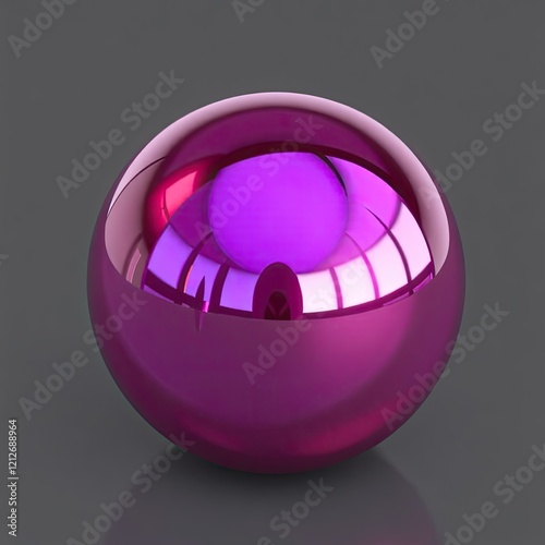 A Picture of a purple metal ball giving reflection