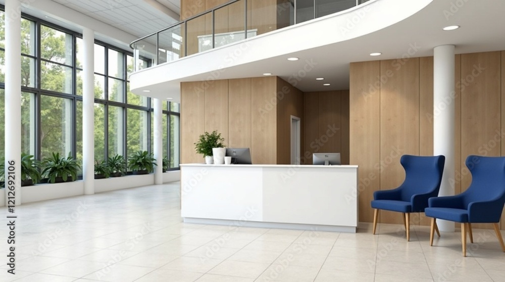 Fototapeta premium Modern Hospital Reception Area with Minimalist Design and Welcoming Environment