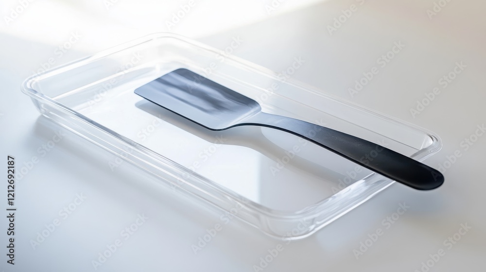 Black Spatula on Clear Plastic Tray Black Spatula on Clear Plastic Tray