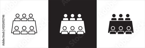 Business conference icon.Project meeting icons. Icon suitable for symbol of online meeting, presentation, business briefing, seminar, plan explanation, presenting, presenter. Vector illustration