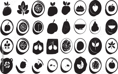 Food silhouette  icon set in black  with white background