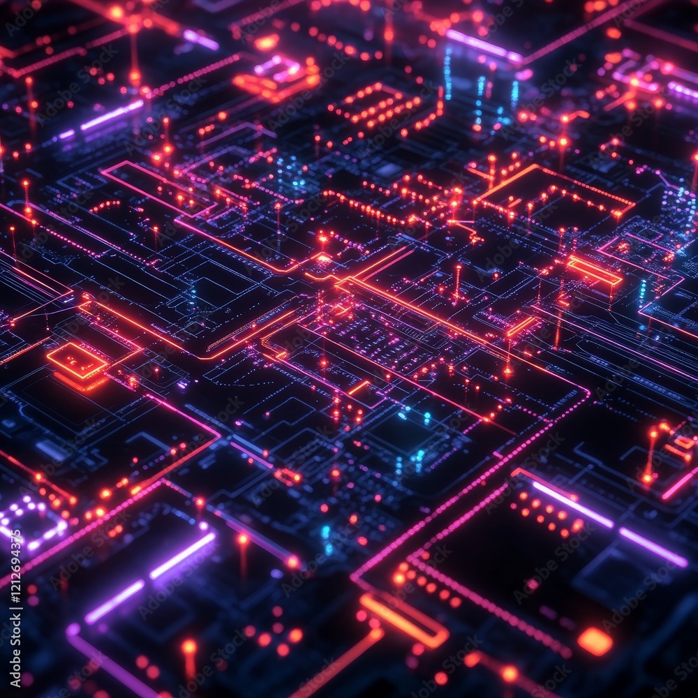 Futuristic Technology Network in Blue Tones Futuristic Technology Network in Blue Tones