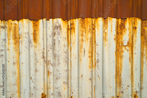 Corrugated Metal Sheet with Rust, Bi-Colored photo