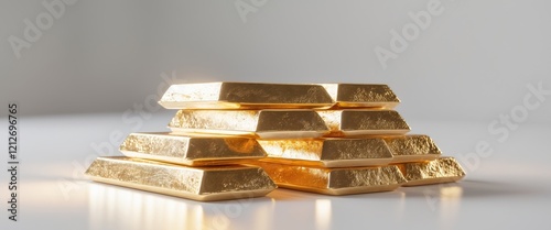 Illuminated gold bars symbolizing prosperity financial future concept studio macro view wealth visualization.