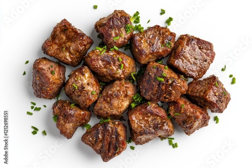 Cajun gourmet steak bites served on rustic wooden board for food lovers and culinary enthusiasts