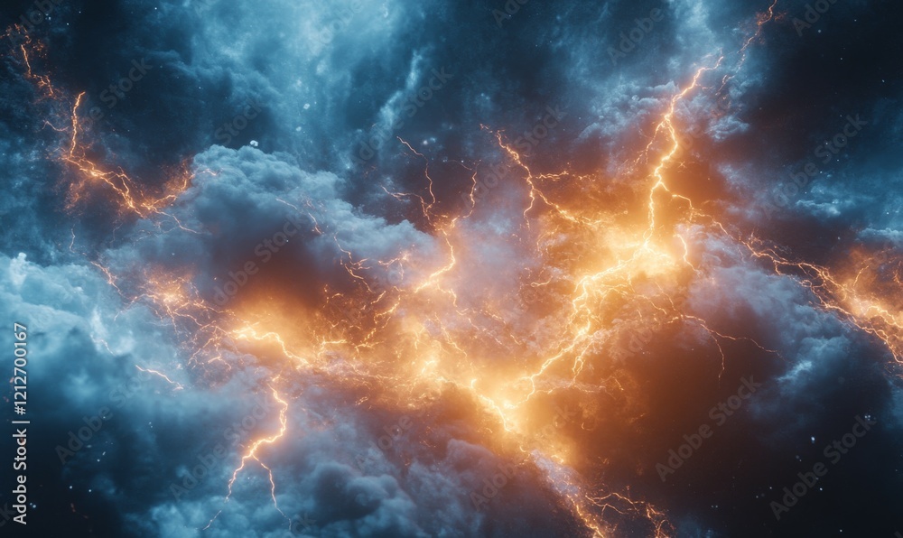 Close-up view of lightning in the sky during a storm Close-up view of lightning in the sky during a storm
