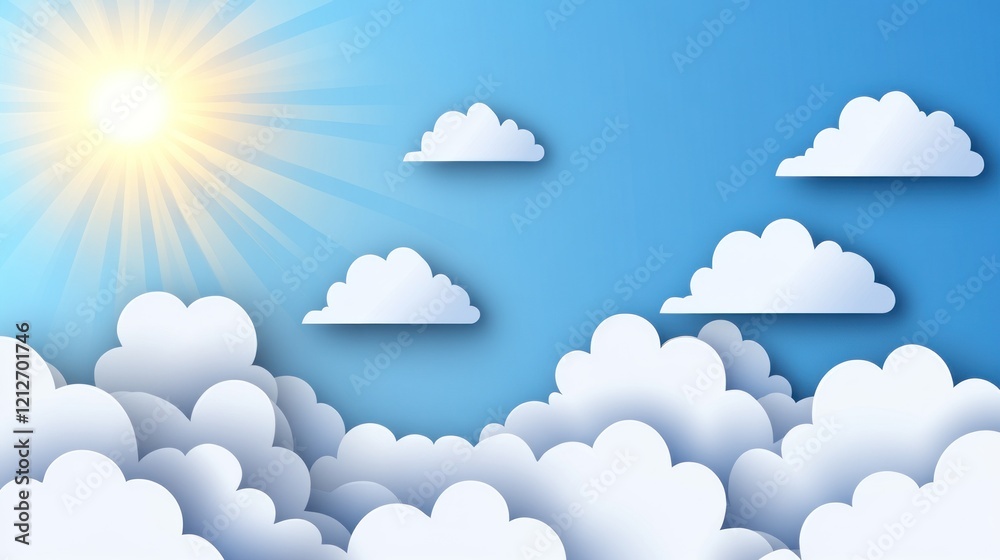Sunny Sky With Paper Clouds Bright Day Sunny Sky With Paper Clouds Bright Day