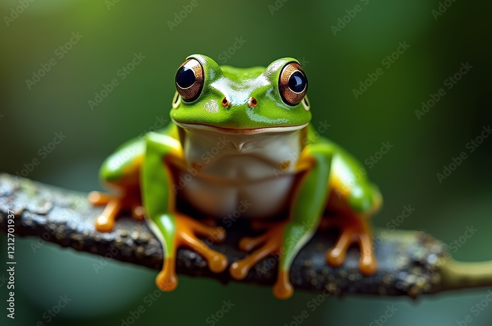 Obraz premium The green tree frog, also known as the American green tree frog, is a species of frog native to eastern North America