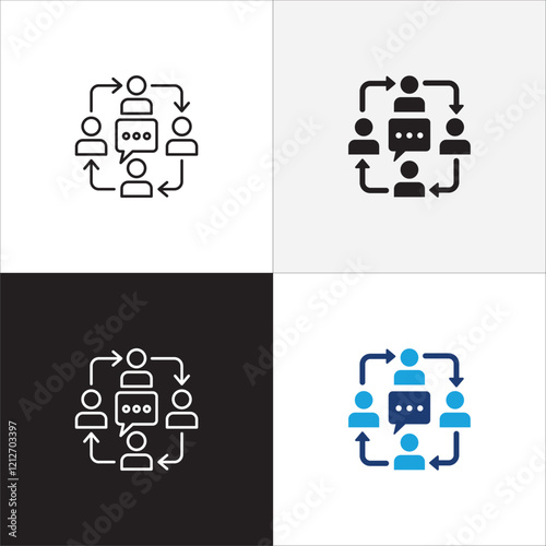 Business conference icon.Project meeting icons. Icon suitable for symbol of online meeting, presentation, business briefing, seminar, plan explanation, presenting, presenter. Vector illustration
