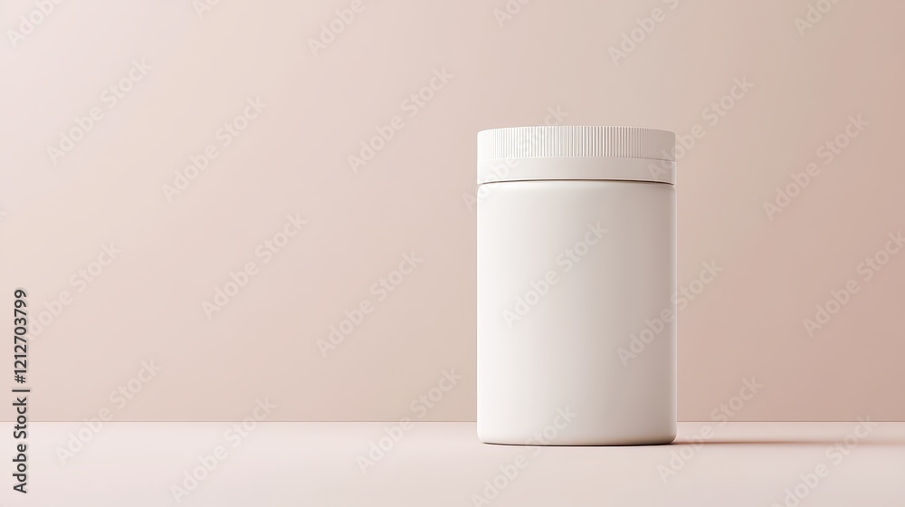 Minimalist White Bottle with Lid Resting on Soft Pink Background Evoking Calmness and Simplicity Minimalist White Bottle with Lid Resting on Soft Pink Background Evoking Calmness and Simplicity