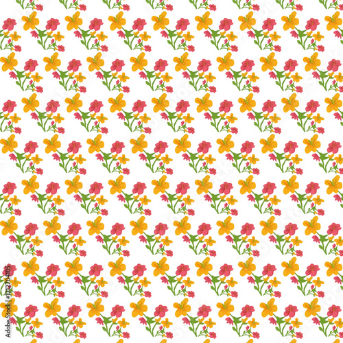 seamless pattern with tropical leaves and flowers