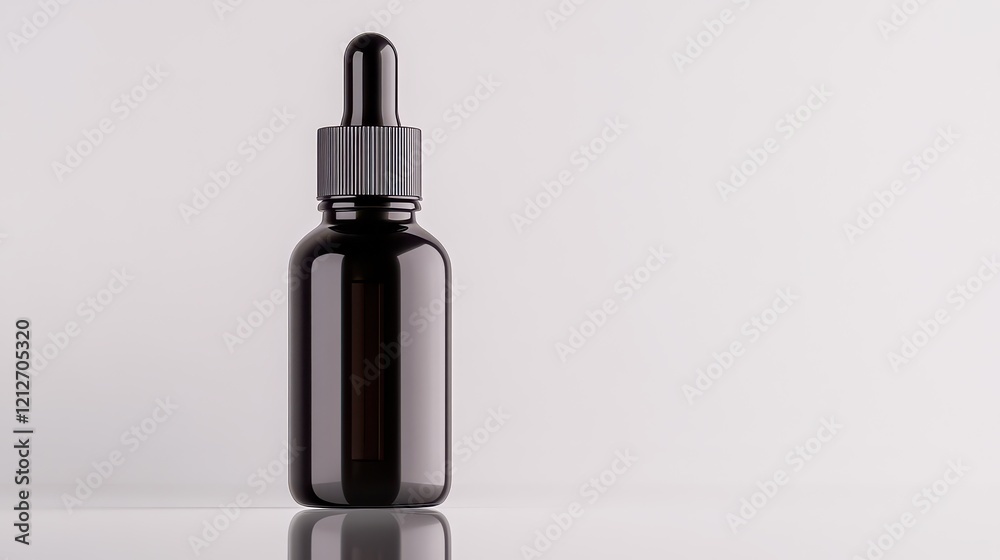 Minimalist 3D Packshot of a Black Liquid Dropper Bottle on a Clean White Background with Clarity Minimalist 3D Packshot of a Black Liquid Dropper Bottle on a Clean White Background with Clarity