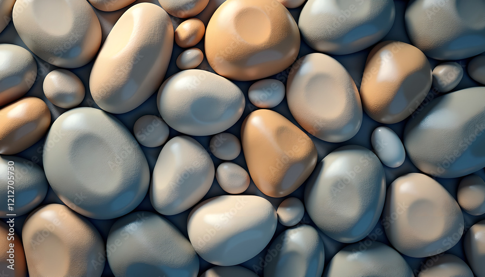Glossy multicolored smooth pebbles close-up Glossy multicolored smooth pebbles close-up