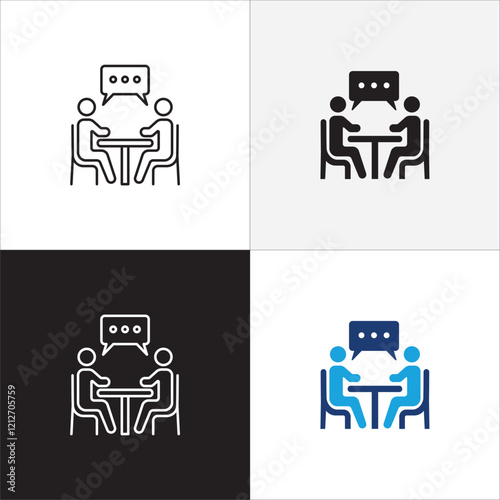 Business conference icon.Project meeting icons. Icon suitable for symbol of online meeting, presentation, business briefing, seminar, plan explanation, presenting, presenter. Vector illustration