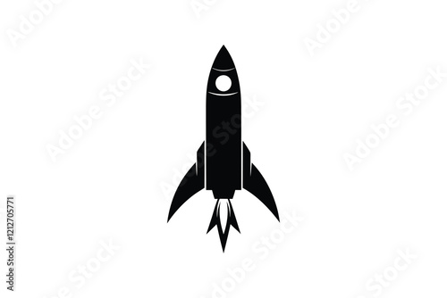  Rocket silhouette, Rocket silhouette vector icon style white background, space design  