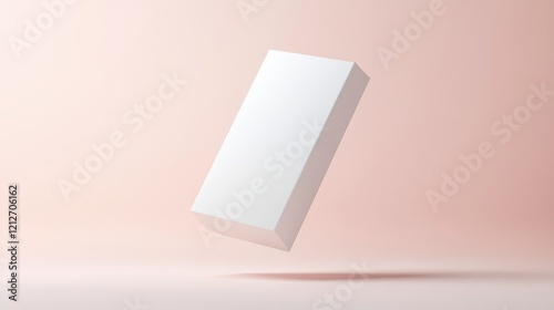 Minimalist White Paper Box on Soft Pink Background Creating a Calm and 3d mockup Visual Aesthetic