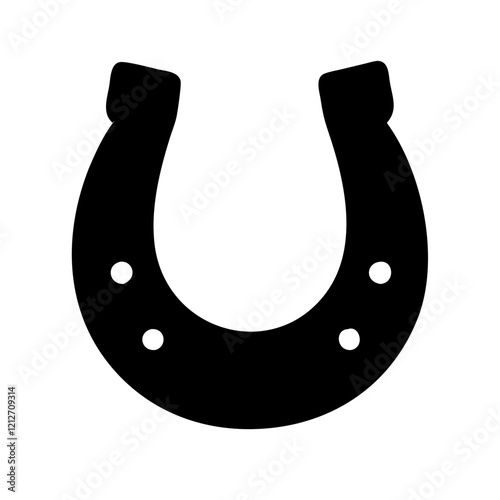 Solid black horseshoe icon, perfect for luck and good fortune.