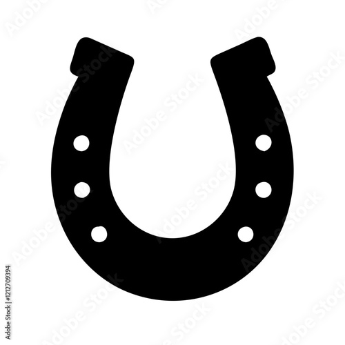 Solid black horseshoe icon, perfect for luck and good fortune.