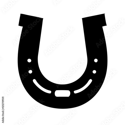 Solid black horseshoe icon, perfect for luck and good fortune.
