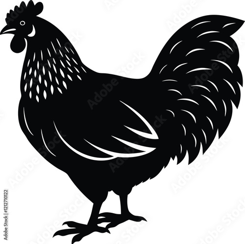 chicken silhouette vector with white background 1 photo