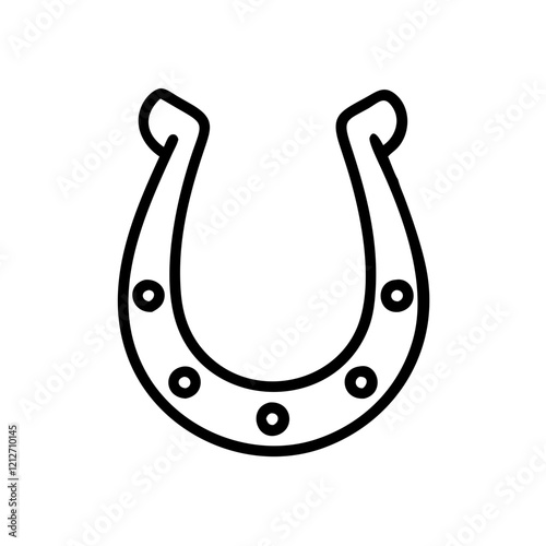 Simple black line art horseshoe design for good luck.